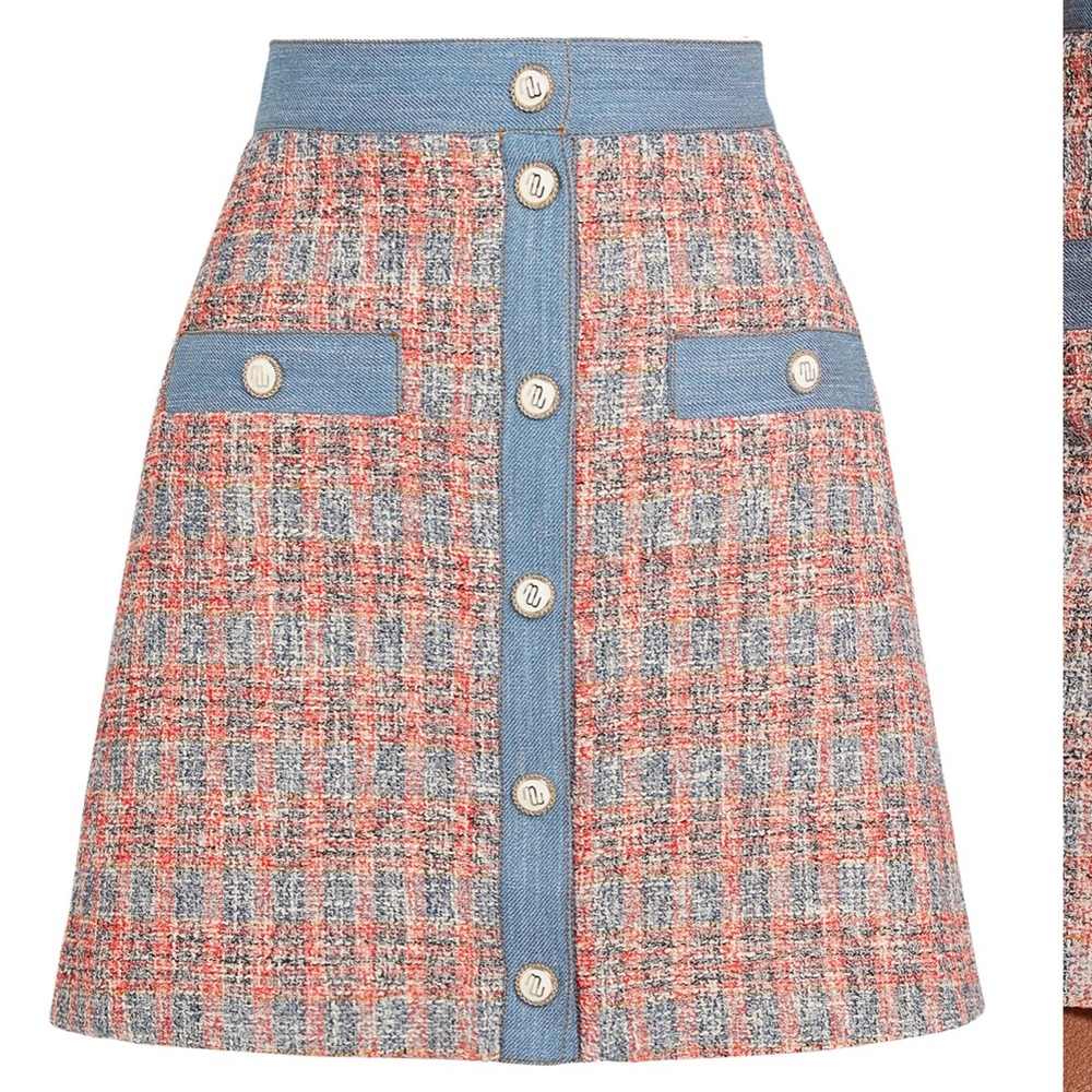 NWT- Maje tweed and denim mini skirt size 36 euro